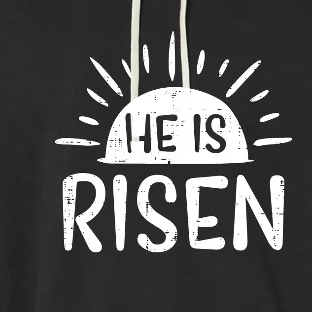 Easter Christian He Is Risen Sun Resurrection Garment-Dyed Fleece Hoodie