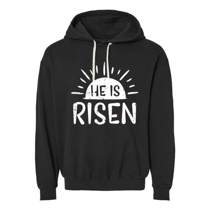 Easter Christian He Is Risen Sun Resurrection Garment-Dyed Fleece Hoodie