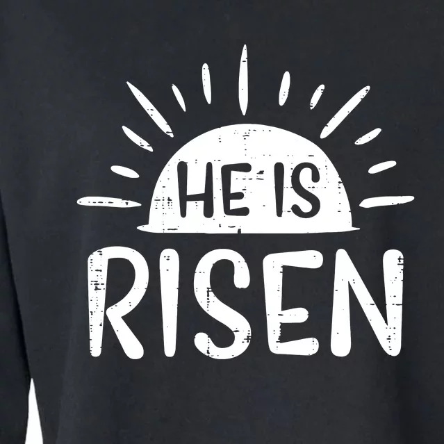 Easter Christian He Is Risen Sun Resurrection Cropped Pullover Crew