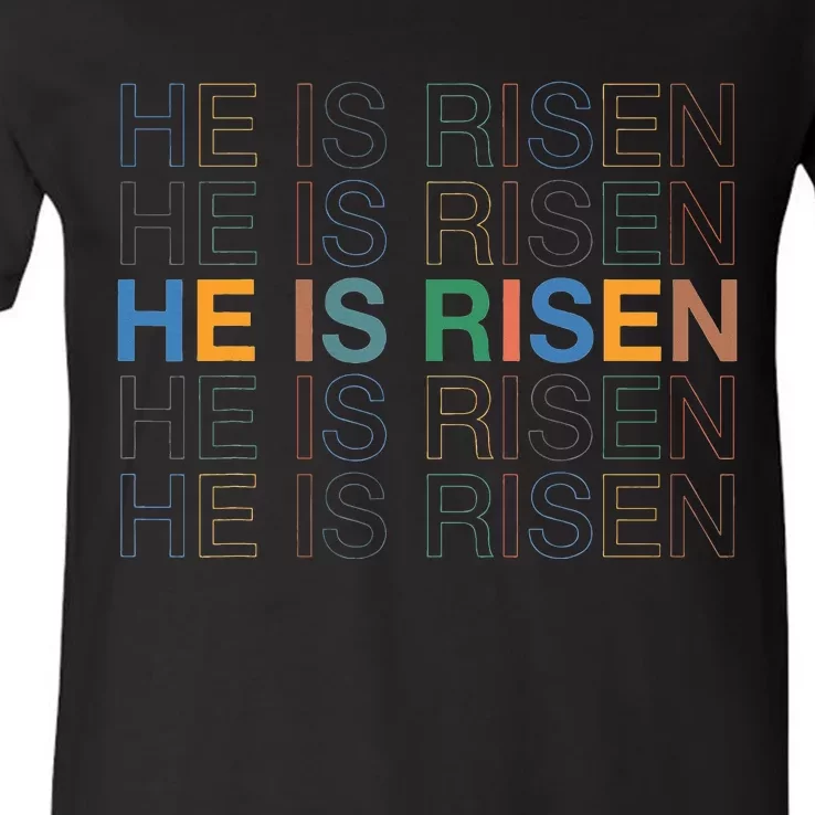 Easter Christian He Is Risen Sun Resurrection V-Neck T-Shirt