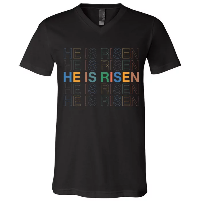 Easter Christian He Is Risen Sun Resurrection V-Neck T-Shirt