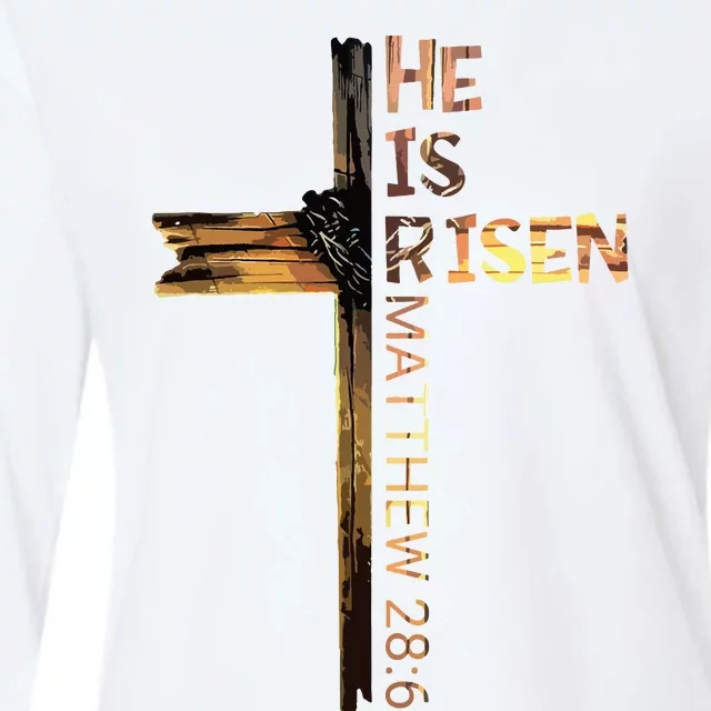 Easter Christian He Is Risen Sun Resurrection Womens Cotton Relaxed Long Sleeve T-Shirt