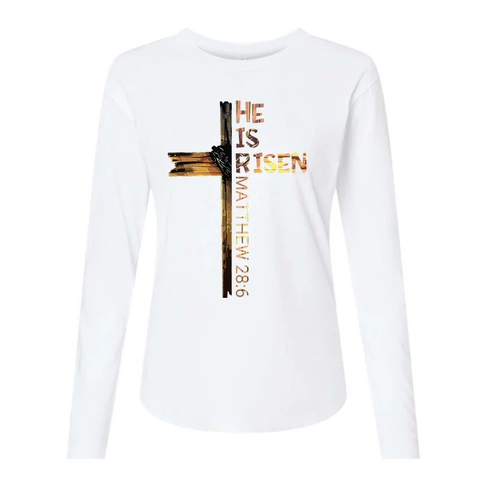 Easter Christian He Is Risen Sun Resurrection Womens Cotton Relaxed Long Sleeve T-Shirt