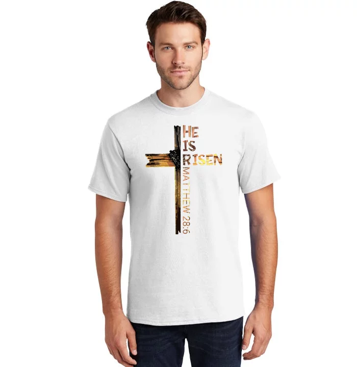 Easter Christian He Is Risen Sun Resurrection Tall T-Shirt