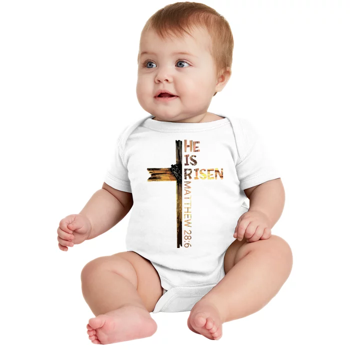 Easter Christian He Is Risen Sun Resurrection Baby Bodysuit