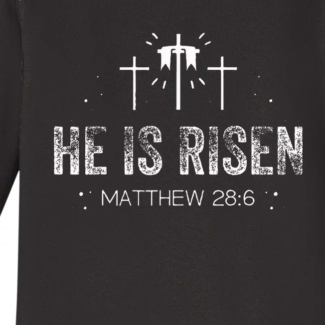 Easter Christian He Is Risen Sun Resurrection Baby Long Sleeve Bodysuit