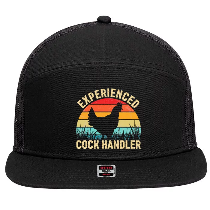 Experienced Cock Handler Funny Chicken 7 Panel Mesh Trucker Snapback Hat