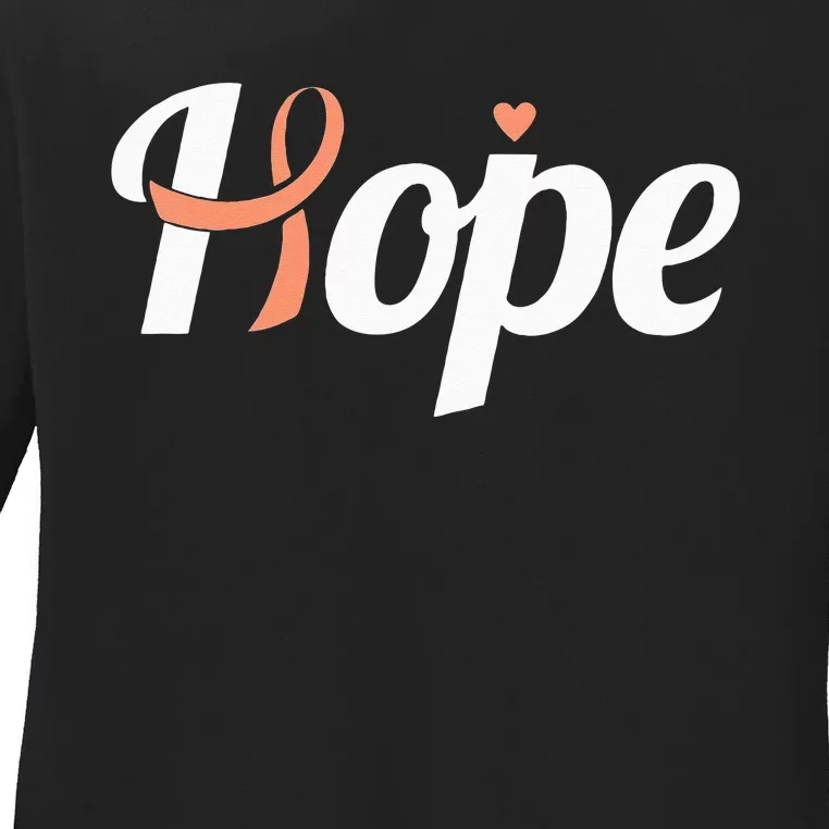 Endometrial Cancer Hope Uterine Cancer Ribbon Awareness Ladies Long Sleeve Shirt