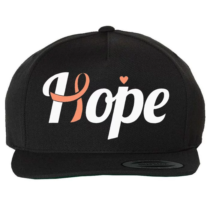 Endometrial Cancer Hope Uterine Cancer Ribbon Awareness Wool Snapback Cap