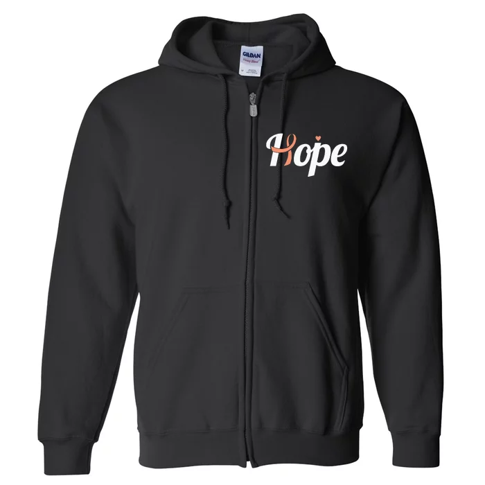 Endometrial Cancer Hope Uterine Cancer Ribbon Awareness Full Zip Hoodie