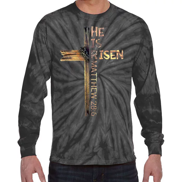 Easter Christian He Is Risen Sun Resurrection Tie-Dye Long Sleeve Shirt