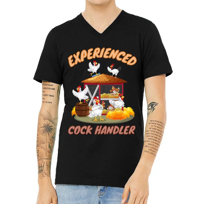 Experienced Cock Handler Funny Chicken V-Neck T-Shirt