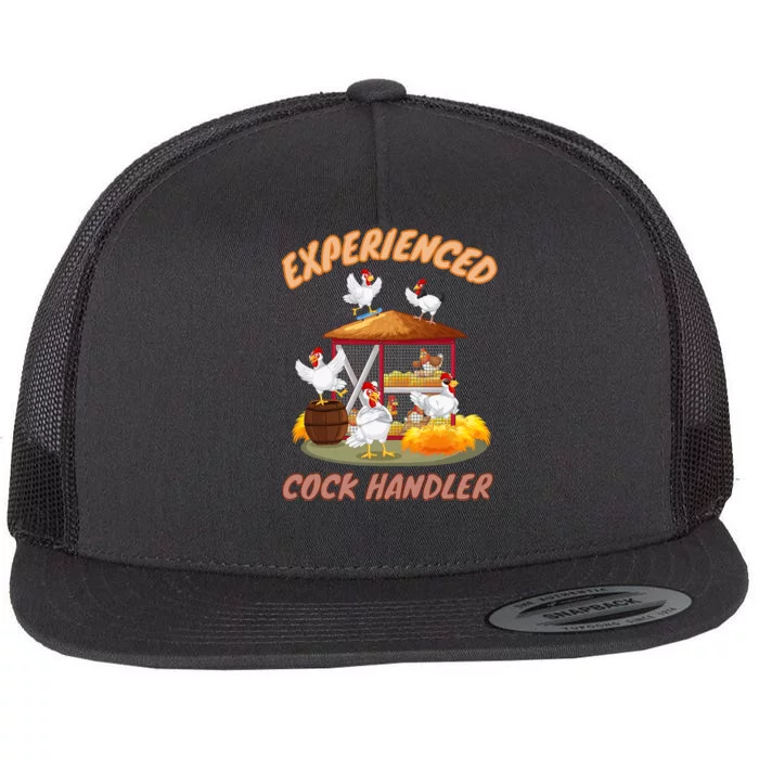 Experienced Cock Handler Funny Chicken Flat Bill Trucker Hat