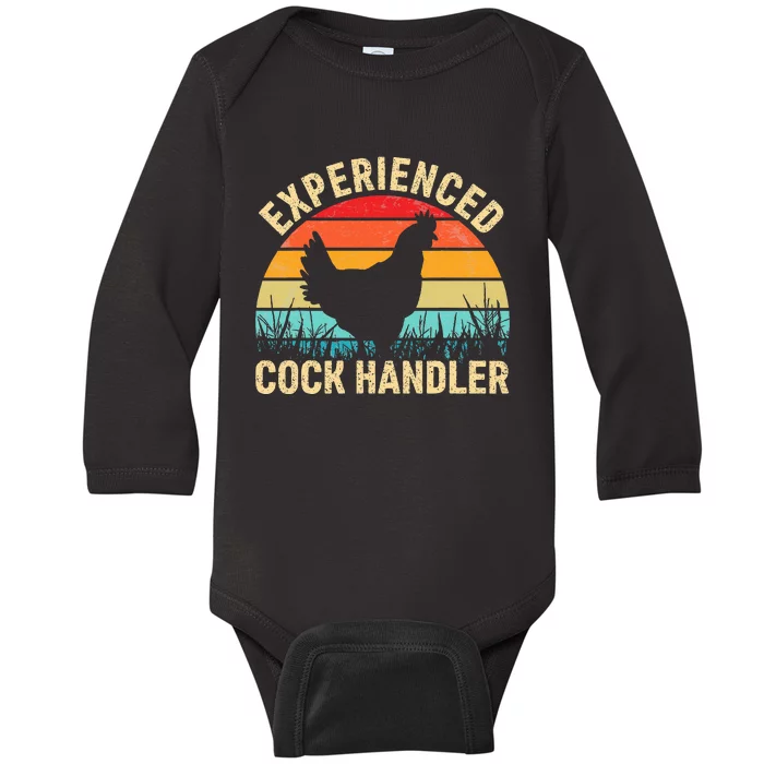 Experienced Cock Handler Chicken Farmer Pun Baby Long Sleeve Bodysuit