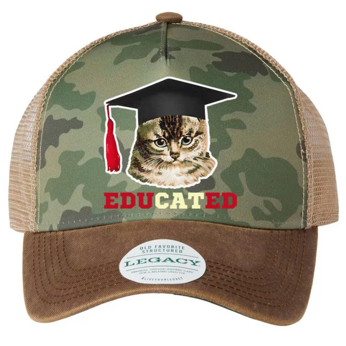 Educated Cat In Graduation Cap Funny Grad Gift Legacy Tie Dye Trucker Hat