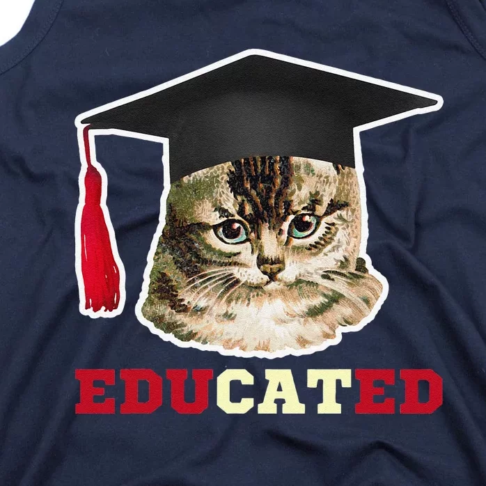 Educated Cat In Graduation Cap Funny Grad Gift Tank Top