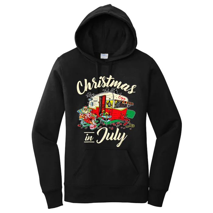 Enjoy Christmas In July Hippie RV Camping Gift Camping Lover Women's Pullover Hoodie