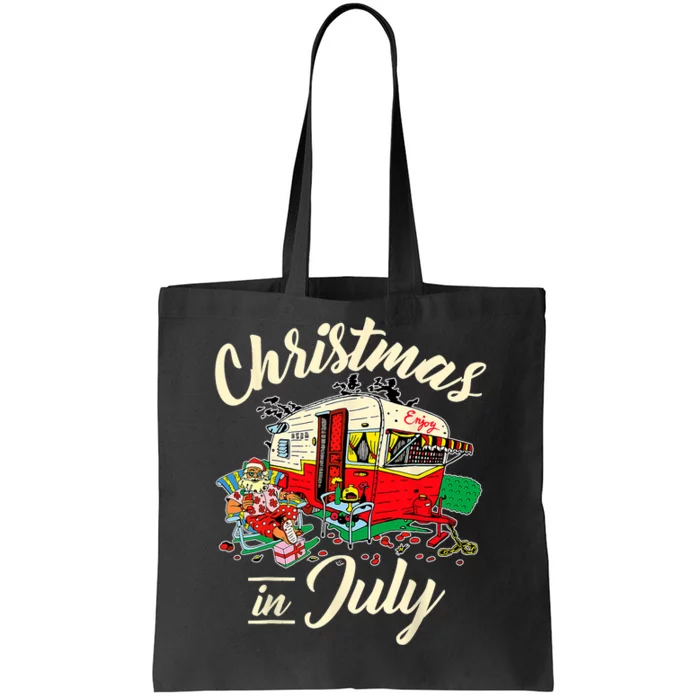 Enjoy Christmas In July Hippie RV Camping Gift Camping Lover Tote Bag