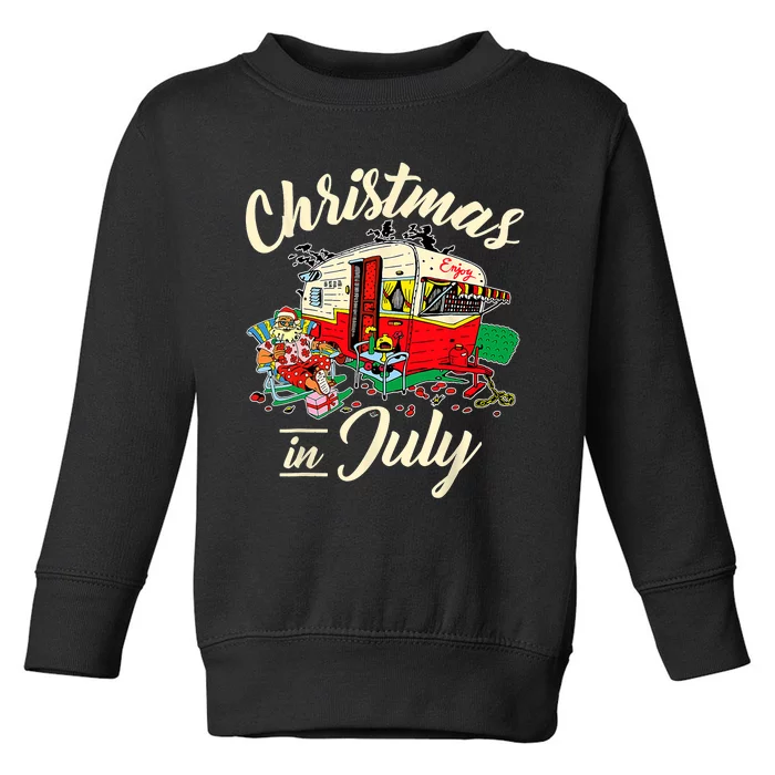 Enjoy Christmas In July Hippie RV Camping Gift Camping Lover Toddler Sweatshirt