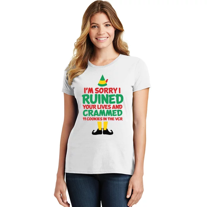 Elf Christmas Im Sorry I Ruined Your Lives Funny Women's T-Shirt