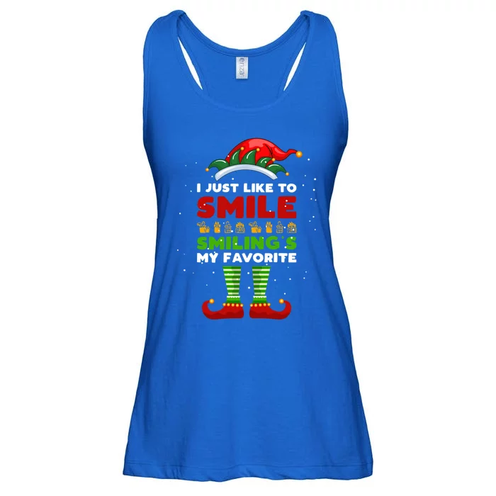 Elf Christmas I Just Like To Smile Smiling's My Favorite Gift Ladies Essential Flowy Tank