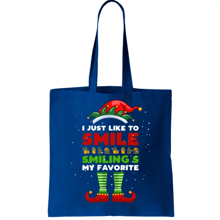 Elf Christmas I Just Like To Smile Smiling's My Favorite Gift Tote Bag