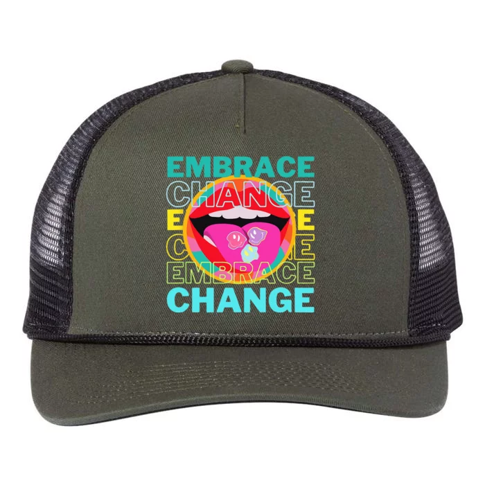 Embrace Change Inspirational Funny Graphic Gift Idea Retro Rope Trucker Hat Cap