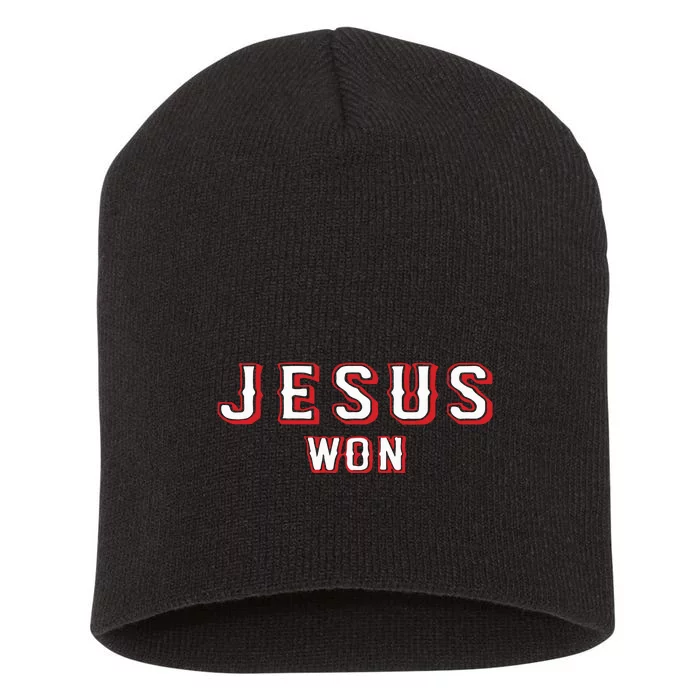 Evan Carter Jesus Won Short Acrylic Beanie