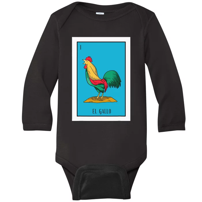 El Chicken Lottery Gift The Chicken Card Mexican Lottery Baby Long Sleeve Bodysuit