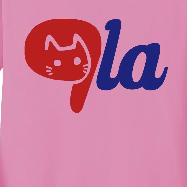 Election Cat La Kamala Harris Comma La 2024 Kids Long Sleeve Shirt