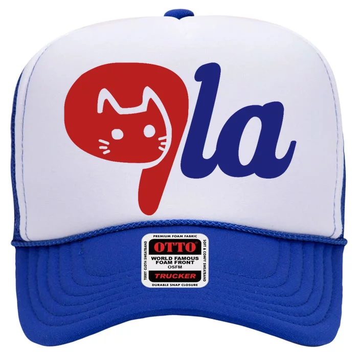 Election Cat La Kamala Harris Comma La 2024 High Crown Mesh Trucker Hat