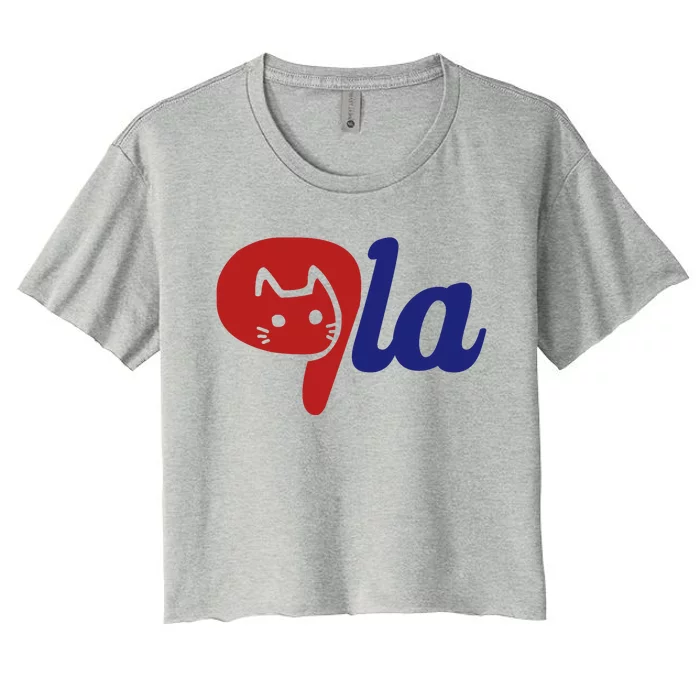 Election Cat La Kamala Harris Comma La 2024 Women's Crop Top Tee