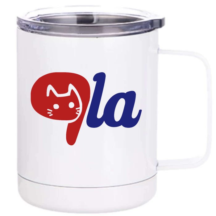 Election Cat La Kamala Harris Comma La 2024 Front & Back 12oz Stainless Steel Tumbler Cup