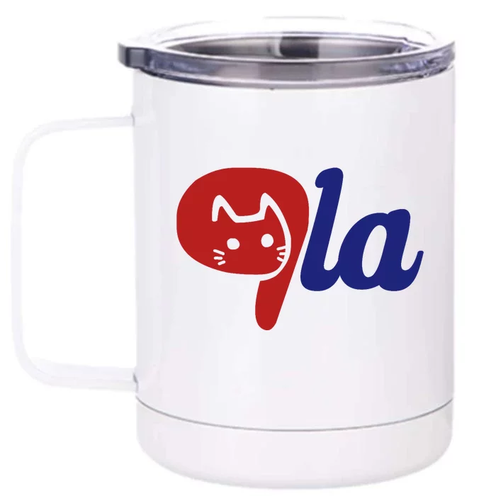 Election Cat La Kamala Harris Comma La 2024 Front & Back 12oz Stainless Steel Tumbler Cup