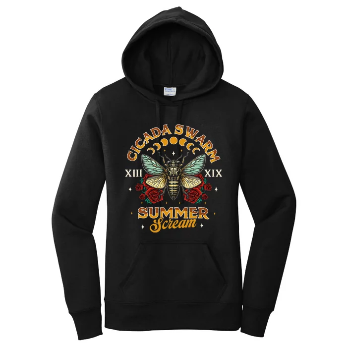 Entomology Cicada Lover 2024 Cicada Swarm Summer Women's Pullover Hoodie