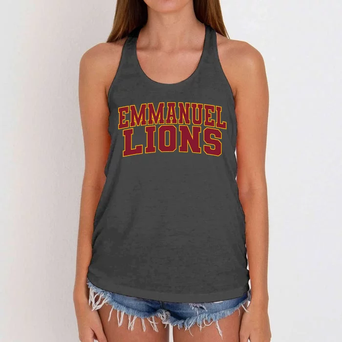 Emmanuel College Lions Arch01 Women's Knotted Racerback Tank