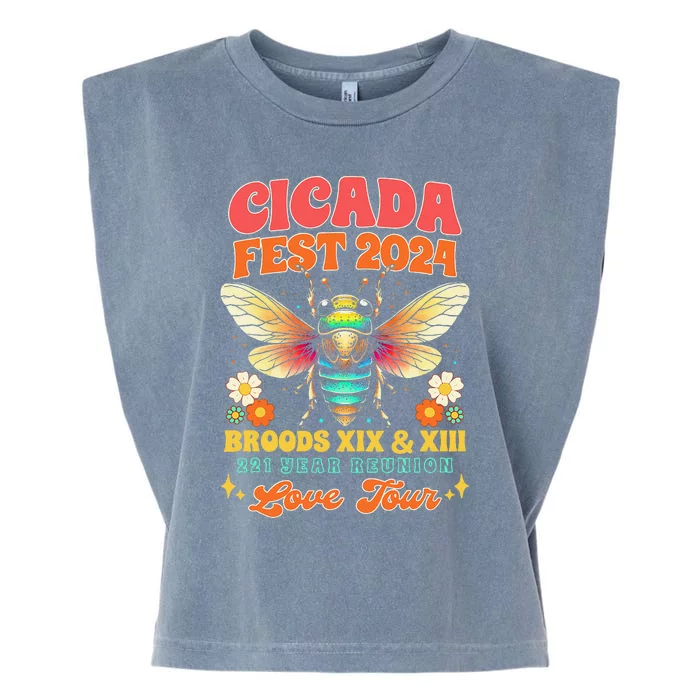 Entomology Cicada Lover Cicada Fest 2024 Broods Xix & Xiii Garment-Dyed Women's Muscle Tee