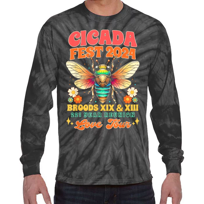 Entomology Cicada Lover Cicada Fest 2024 Broods Xix & Xiii Tie-Dye Long Sleeve Shirt