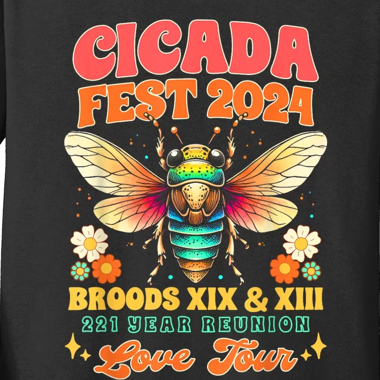 Entomology Cicada Lover Cicada Fest 2024 Broods Xix & Xiii Kids Long Sleeve Shirt