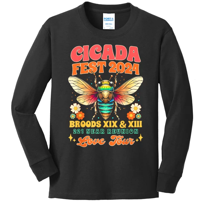 Entomology Cicada Lover Cicada Fest 2024 Broods Xix & Xiii Kids Long Sleeve Shirt