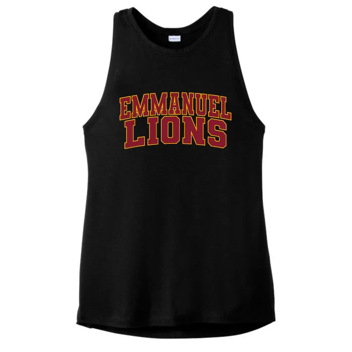 Emmanuel College Lions Ladies Tri-Blend Wicking Tank