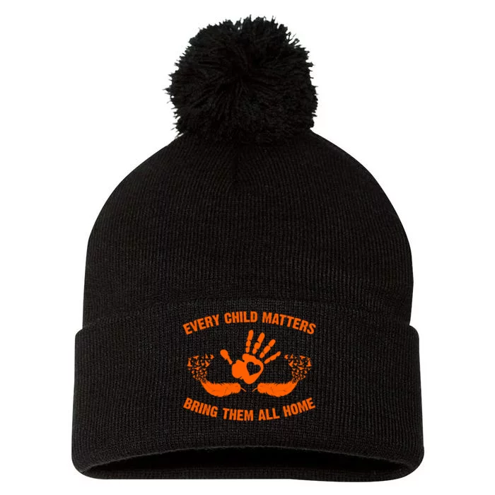 Every Child Matters Bring Them All Home Orange Handprint Pom Pom 12in Knit Beanie