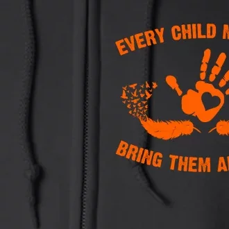 Every Child Matters Bring Them All Home Orange Handprint Full Zip Hoodie