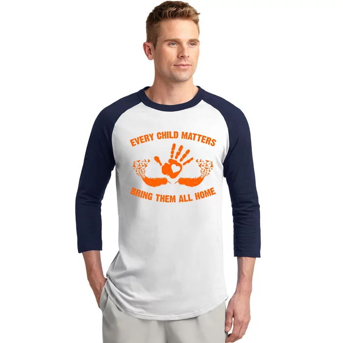 Every Child Matters Bring Them All Home Orange Handprint Baseball Sleeve Shirt