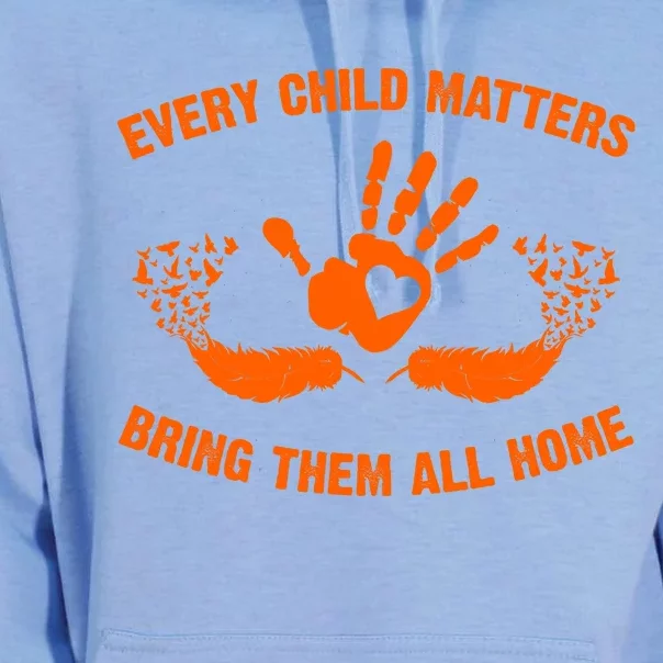 Every Child Matters Bring Them All Home Orange Handprint Unisex Surf Hoodie