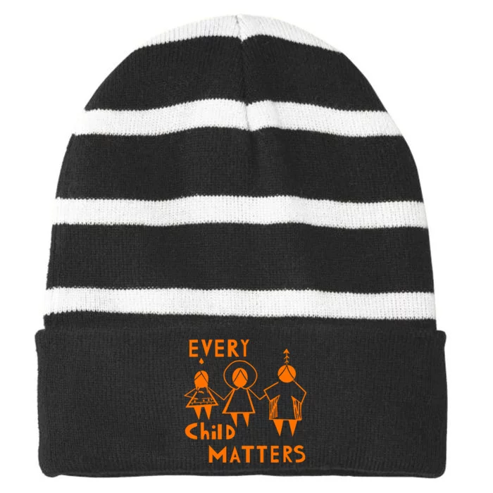 Every Child Matters Orange Print Striped Beanie with Solid Band