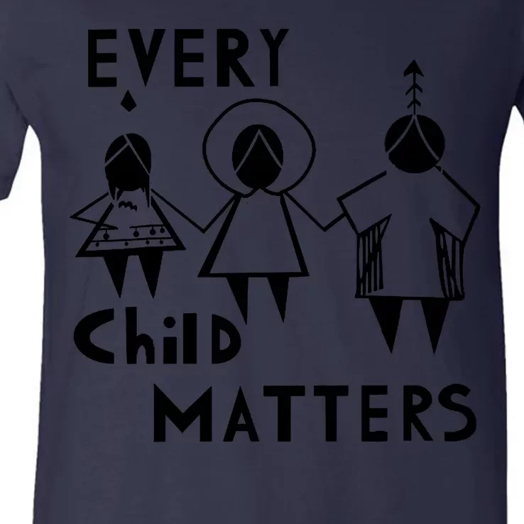 Every Child Matters Black Print Orange V-Neck T-Shirt