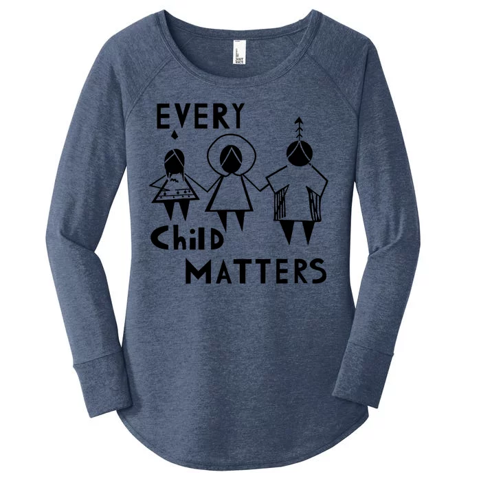 Every Child Matters Black Print Orange Women's Perfect Tri Tunic Long Sleeve Shirt