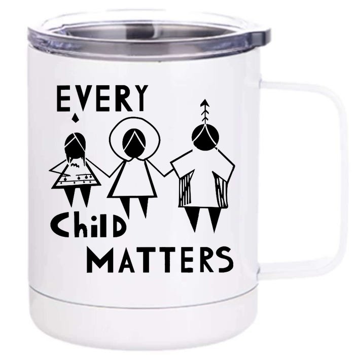 Every Child Matters Black Print Orange Front & Back 12oz Stainless Steel Tumbler Cup