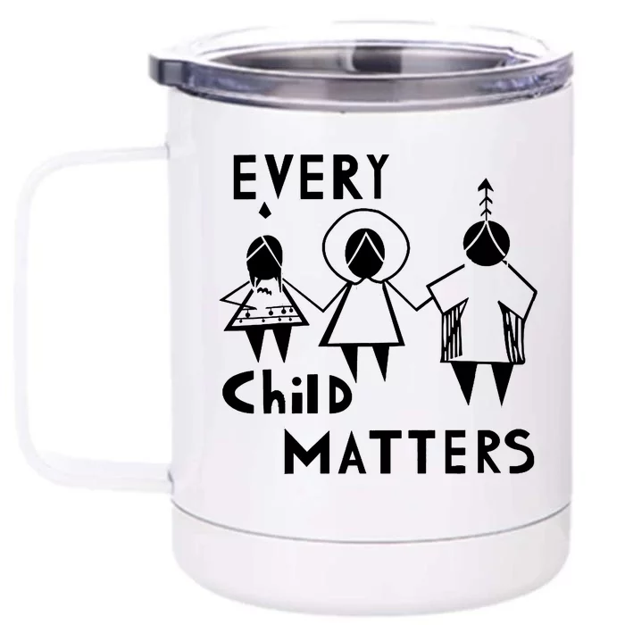 Every Child Matters Black Print Orange Front & Back 12oz Stainless Steel Tumbler Cup